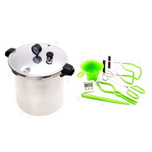 Presto 01781 23-Quart Pressure Canner and Cooker and Presto 09995 7 Function Canning Kit Bundle Silver with Canning Kit 23 qt