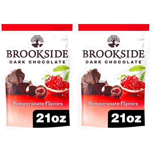 BROOKSIDE Dark Chocolate and Pomegranate Flavored Snacking Chocolate Bag, 21 oz (Pack of 2)