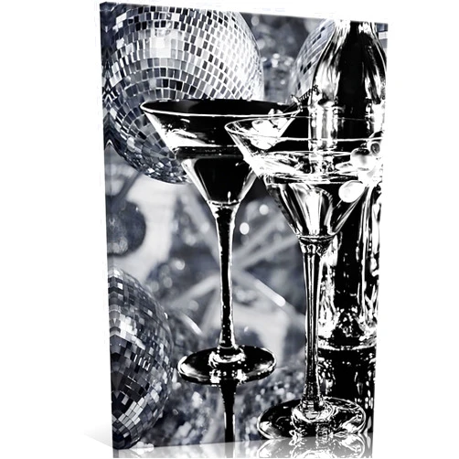 Lianxiaw Disco Tequila Print Black White Wall Art Disco Ball PosterCanvas Wall Art Disco Funky Poster Trendy Retro Party Wall Decor for Living Room 12x16inch Framed