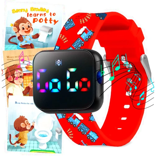 Benny Bradley's Potty Training Watch for Kids V2 – A Water Resistant Potty Reminder Device for Boys & Girls to Train Your Toddler with Fun/Musical & Vibration Interval Reminder with Potty Training eBook (Train)