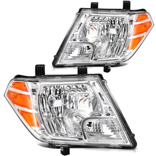 KILOAUTO Headlights Assembly Pair fit for 2009-2019 for Nissan Frontier Chrome Housing Amber Reflector Clear lens Replace 26060ZL40A 26010ZL40A