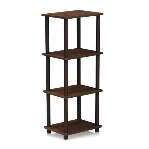 FURINNO Turn-N-Tube Shelf, 3 Space, Walnut/Brown
