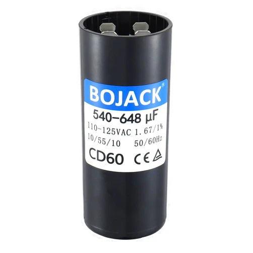 BOJACK 540-648 uf/MFD 110-125 VAC Volt Run Round Start Capacitor ±20% CD60 Replacement Part Fit for OEM Single Phase Motor Capacitors Condenser Straight Cool or Heat Pump Air Conditioner