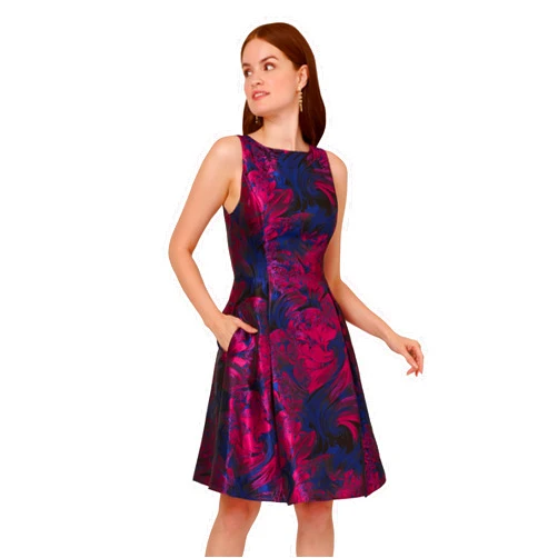 Adrianna Papell Women's Jacquard Envelope Short Dress