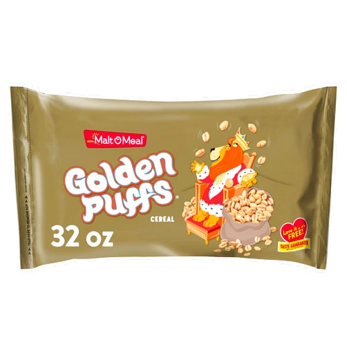Malt-O-Meal Golden Puffs® Kids Breakfast Cereal, Family Size Bulk Bagged Cereal, 32 oz. Bag