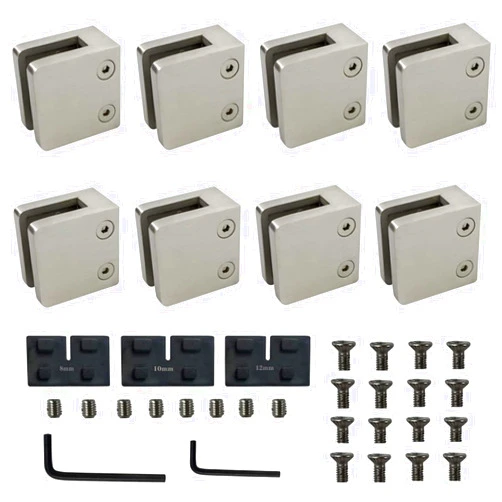 lesolar Stainless Steel 316 Glass Clamp, 8 PCS 8-12mm Adjustable Glass Brackets 1.8