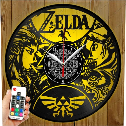 Great Clock LED Vinyl Clock - Zelda - Custom Exclusive LED Light Vinyl Record Clock - Сraft Light Wall Clock - LED Light Home Decor - Original Gift Idea - Black Clock 12
