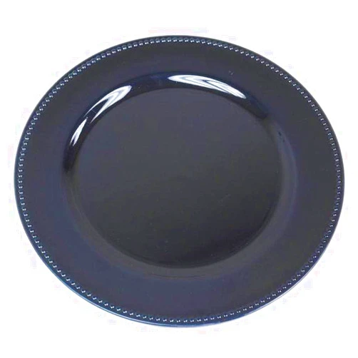 BalsaCircle 24 pcs 13-Inch Navy Blue Crystal Beaded Round Charger Plates | Serving Dinnerware Set for Wedding Reception Event Catering Decorations Bulk Supplies