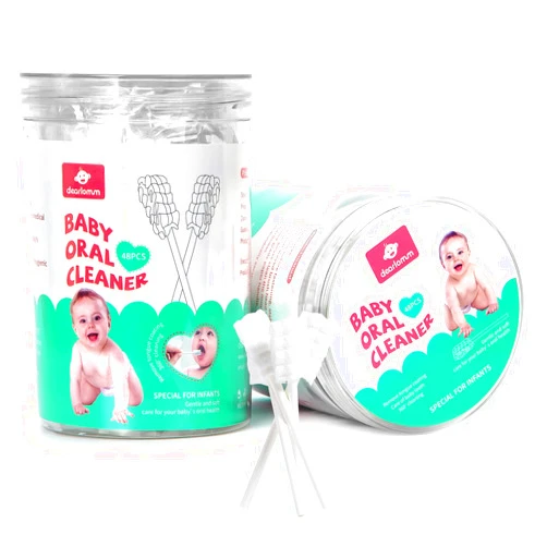 dearlomum Baby Tongue Cleaner, Newborn Toothbrush, 48PCS Disposable Infant Toothbrush Clean Mouth,Gauze Gum Cleaner Oral Cleaning Stick Dental Care for 0-36 Month