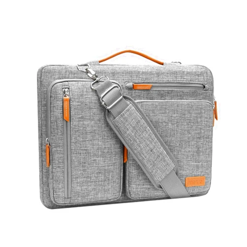 MOSISO 360 Protective Laptop Shoulder Bag,15-15.6 inch Computer Bag Compatible with MacBook Pro 16, HP, Dell, Lenovo, Asus Notebook,Side Open Messenger Bag with 4 Zipper Pockets&Handle, Gray