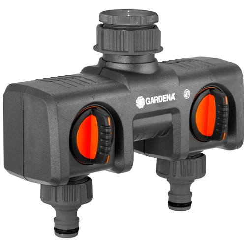 Gardena 08195-80 Two-Way Garden Hose Splitter with Flow Control Valves, Connect 2 Hoses to 1 Tap, Made in Germany