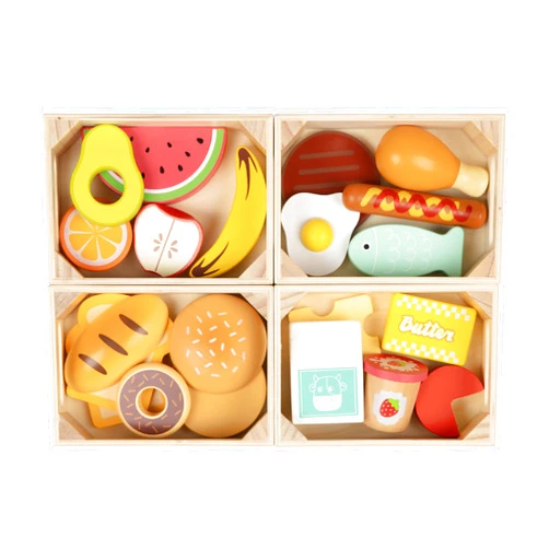 Joyano 25-Piece Wooden Food Playset-STEAM Pretend Play Food for Kids, Feature an Assortment of Fruits and Snacks, Educational Toy Inspiring Imaginative Cooking, Safe Wood (3Yrs+)