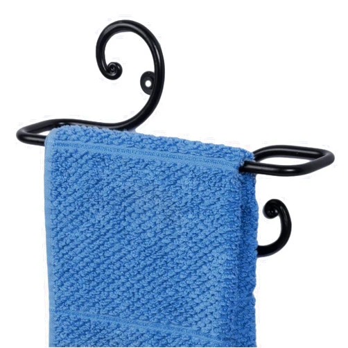 MyGift 10 Inch Wall Mounted Matte Black Metal Towel Bar with Vintage Scrollwork Accent, Versatile Rail Holder for Bathroom Hand Towels or Entryway Scarf Hanger