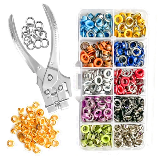 BRT Bearingshui Metal Grommets 3/16 inch 300Pcs with Eyelet Hole Punch Pliers for Fabric, Leather, Belts, Canvas, Shoes, Bags and Craft Supplies