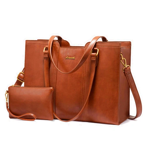 LOVEVOOK Laptop Bag for Women - Waterproof Work Bag for Women & Vintage Laptop Tote Purse with Wristlet
