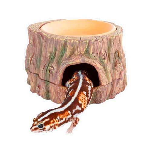 CAVACHEW 3 in 1 Reptile Hide Cave with Detachable Base & Humidity Dish, Essential Tank Terrarium Decor Humid Hideout Accessories for Small Reptiles Crested Gecko, Leopard Gecko, Lizard, Snake, Crabs