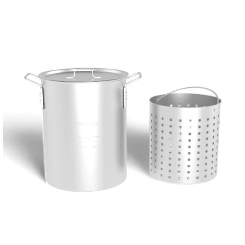 Gas One GasOne 30Qt Aluminum Stock Pot with Strainer and Lid – Large Deep Fryer Pot with Basket for Boiling, Frying Turkey, Seafood, Crawfish – Food-Grade Aluminum Large Cooking Pot with Sturdy Handles