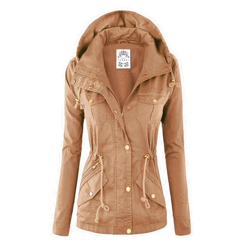 Made By Johnny Women's Casual Military Anorak Jacket Safari Utility - Lightweight Detachable Hoodie