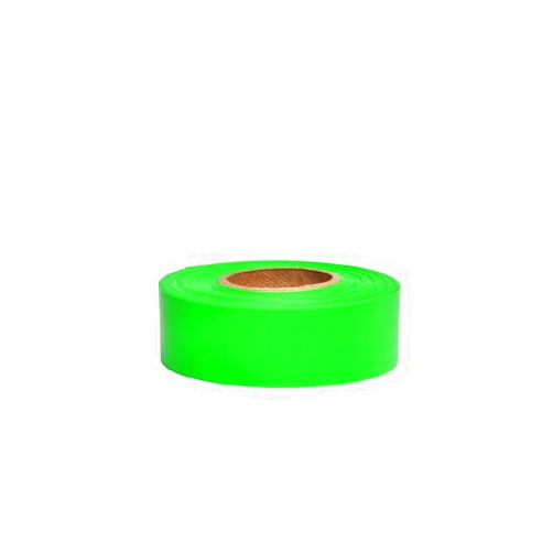 NMC FT22 Fluorescent Flagging Tape - 1.1875 in. x 150 ft., Green, Blank Non-Adhesive Vinyl Marker Tape, 3 mm Thickness