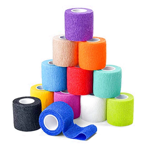 Lenicany 12Pack 2” x 5 Yards Self Adhesive Bandage Wrap, Elastic Self Breathable Self Adherent Wrap for Pets, Athletic Cohesive Bandage for First Aid