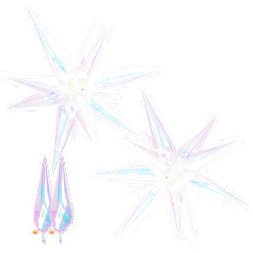 GOVAODE 2pcs Iridescent Transparently 40'' Explosion Star Aluminum Foil Balloons Starburst Cone Mylar Iridescent Spike Point Star Balloons for Birthday Party Wedding Baby Shower Decoration