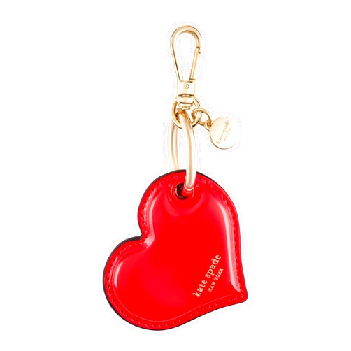 kate spade new york AirTag Charm Keychain - Heart-Shaped AirTag Holder with Luxe Gold Ring Clip for Bags, Luggage, Keys, and More - Classic Red