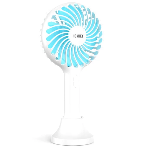 HonHey Handheld Fan Portable, Mini Hand Held Fan with USB Rechargeable Battery, 4 Speed Personal Desk Table Fan with Base, 3-10 Hours Operated Small Makeup Eyelash Fan for Women Girls Kids Outdoor