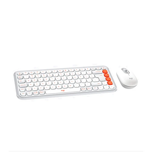 Logitech POP ICON Combo, Bluetooth Keyboard and Mouse Combo, Comfortable Typing, programmable Keys and Buttons, Quiet clicks, Easy-Switch up to 3 Devices - Off-White