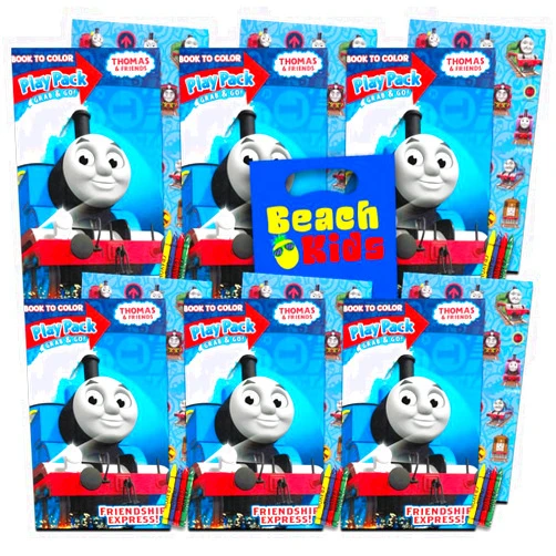 Thomas Party Supplies Thomas and Friends Ultimate Party Favors Packs -- 6 Sets with Stickers, Coloring Books, Crayon, Loot Bags, and Door Hanger (Thomas and Friends Party Supplies)