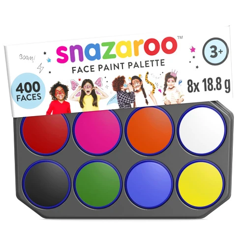 Snazaroo Face Paint Palette Kit, 8 x18.8g (0.6 Fl Oz), 8 Colours, Face Paint for Kids & Adults