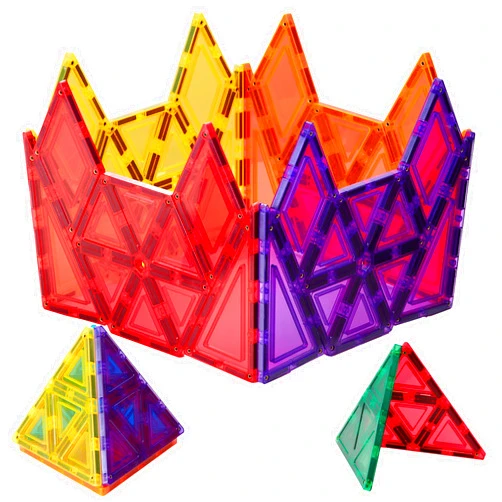 Learn & Grow Toys Geometric Pack, Magnetic Tile Building Set Locks Tiles Construction Educational STEM Toys for 3+ Year Old Boys and Girls