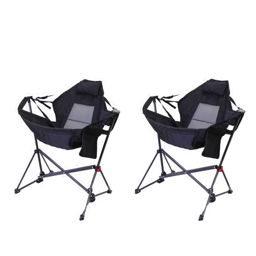 CDEN Hammock Camping Chair, Swing and Rocking Chair Combo, Folding Design, High Back with Stand, includes Cup Holder and Side Pocket, Heavy Duty Construction(2 pack)