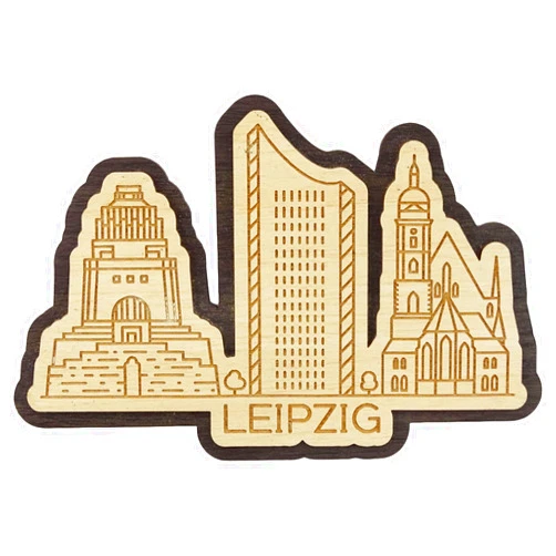 Printtoo Home Decor Leipzig Germany Buildings Engraved Wooden Fridge Magnet Souvenir Gift