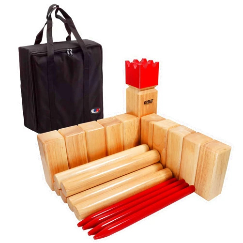 GSE Games & Sports Expert Wooden Throwing Game, 12 Numbered Block Toss Yard Game/Kubb Yard Game Set with Carrying Bag for Outdoor Backyard Lawn, Park with Family and Friends