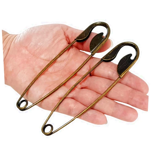 Littledream Set of 2 Safety Pins 5 inch Stainless Steel Large Size Brass Color for Jumbo Blanket Giant Safety Pins Heavy Duty Sewing, Quilting Craft Diaper Laundry Bag Clothes Fabric Upholstery