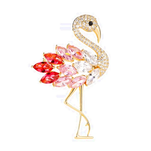 Much Hotter Flamingos Wild Animal Brooch Lapel Pin Women's Rhinestone Crystal Graceful Enamel Bird Brooch Brooch Pin for Women Girls Fashion Dress Hat Bag Suit Tie Wedding Accessories Jewelry Gift for Women Girls