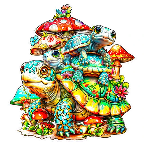 Aeekdook Wooden Puzzles for Adults, 100 Pieces Wooden Jigsaw Puzzle, Unique Animal Shape Wood Puzzles Adults, Turtle Family Puzzle for Adults, Puzzle Gift for Children Adult (S-8.5 * 7.9in)