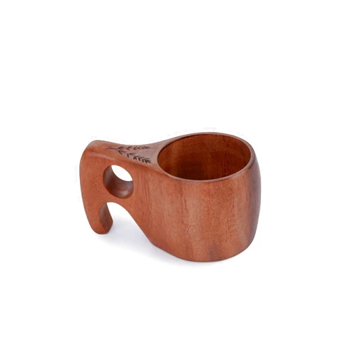 Barebones Kuksa Wooden Drinking Cup - Unique Acacia Mug with Nordic Style, Ergonomic Handle, Food-Safe Coating and Leather Cord - Versatile, Sustainable for Camping or Home (4 oz)