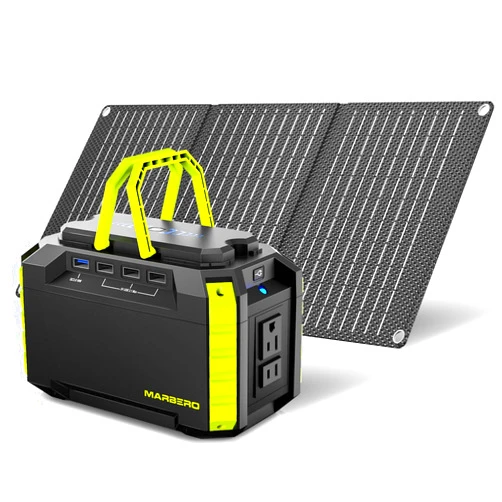 MARBERO Solar Generator 150W Peak Portable Power Station with Solar Panel Included Camping Power Supply 150Wh with Foldable Solar Panel 30W for Outdoor RV Fishing Emergency