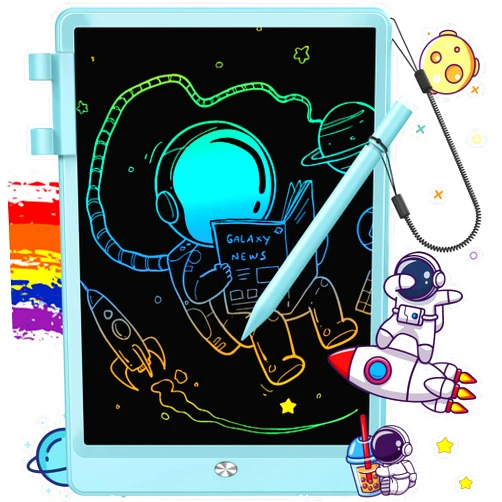 FLUESTON LCD Writing Tablet, Doodle Board Toys Gifts for 3-8 Year Old Girls Boys, 10 Inch Colorful Electronic Board Drawing Pad for Kids, Gifts for Toddler Educational Learning Travel Birthday, Blue
