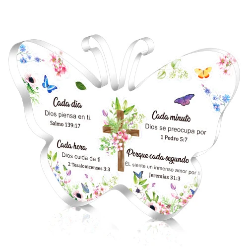 Yopyame Spanish Christian Acrylic Gifts - Religious Inspirational Gift with Bible Verse Prayers Gifts for Women Faith Keepsake Paperweights for Home Decor Scripture Gifts for Valentines Birthday Gifts