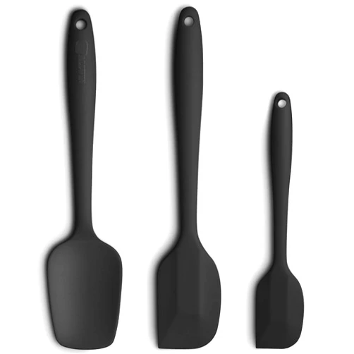 ALLWIN-HOUSEWARE W Silicone Spatula 3-piece Set, Ergonomic Handle High Heat-Resistant Spatulas, Non-stick Rubber Spatulas with Stainless Steel Core, Black