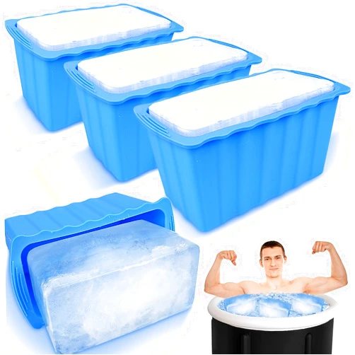 Haldane 4PC Extra Large Ice Cube Molds 25LB Ice Bath Water Chiller Giant Ice Block Molds Silicone Ice Block Maker For Home, Thicker Big Ice Cube Tray Reusable Athletes Cold Plunge Accessories