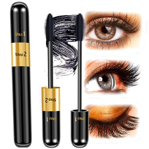DRMODE Mascara Black Volume and Length - 4D Silk Fiber Mascara Natural and False Effect, Lengthening and Thickening No Clumping Mascara Smudge Proof for Makeup