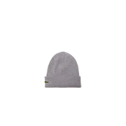 Lacoste Ribbed Wool Beanie - Grey-One Size