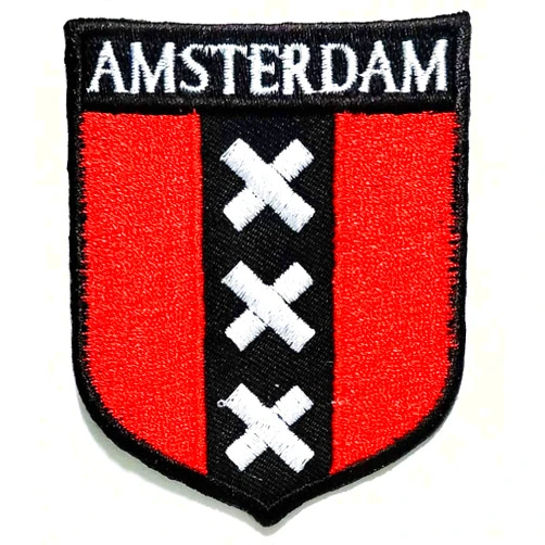 Rareeasy Country Flag Patch Amsterdam Flag Embroidered National Emblem Iron On Sew On Patch Patch Sign Symbol Clothes Jeans Hats Bags Jackets Shirts or Gift Set
