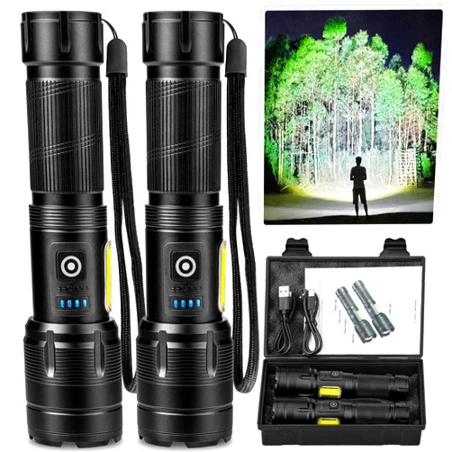 GDPLUS Rechargeable Flashlight 990000 High Lumens, Super Bright LED Flashlight with 7 Modes, Waterproof Powerful Flash Light for Camping, Home, Emerge∩cies (Black)