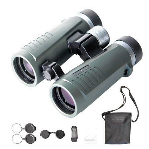 Huhloch High Power 10x42 Binoculars for Adults, Rubber Armor Full-Size with Metal Center Focus Knob, Wild Field of Vision and Tripod Adapatable, Portable to Bird Watching, Hunting with Strap & Bag