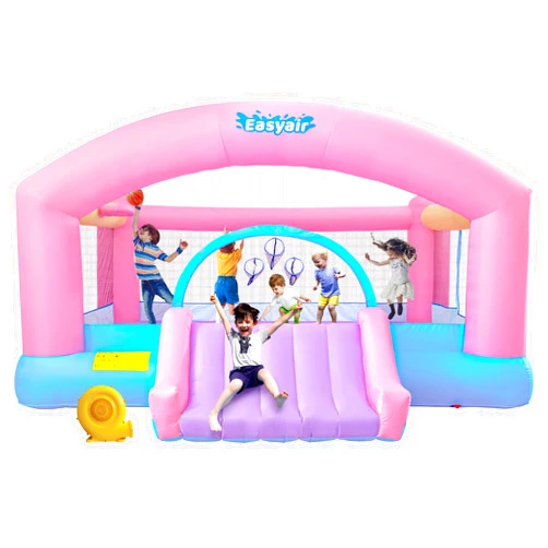 Easyair Large Bounce House for Big Kids, 14.8 x 14.5 FT Inflatable Bouncer Jumper Slide with 650W Blower, Basketball Hoop, Throw Ball Game, Ball Pits