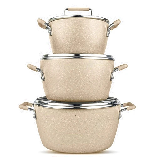 Granitestone 6 Pc Pots and Pans Set Non Stick, 1.5Qt, 3Qt, & 5Qt Nesting Pots Set for Cooking with Induction Cookware Set, Space Saving, Non Toxic, Dishwasher Safe
